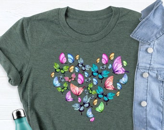 Butterfly Heart Shirt, Heart With Butterflies Shirt, Butterfly Shirts for Women, Valentines Day Shirt for Women, Cute Valentines Day Shirt