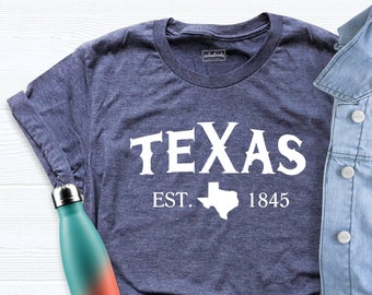 Texas Est 1845 Shirt, Texas Shirt Women, Texas Map Shirt, Texas Cities Shirt, Texas Country T-Shirt, Western Shirt, Texas Travel Shirt