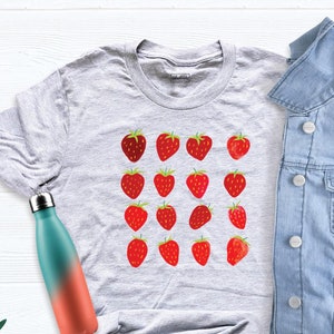 Summer Strawberry Shirt, Cottagecore Strawberry Tshirt, Botanical Garden Tshirt, Cute Strawberries Shirt, Garden Shirt, Aesthetic Clothing