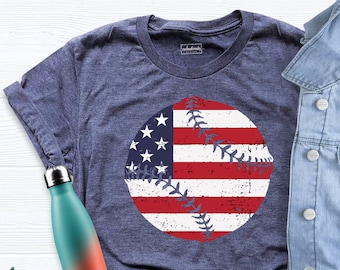 American Flag Baseball Shirt, 4th of July Shirt, Baseball Flag Shirt, Patriotic Baseball T-Shirt, USA Flag Baseball Shirt, Baseball Tee