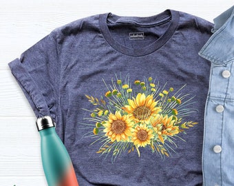 Sunflower Shirt, Floral Tee Shirt, Flower Shirt, Garden Shirt, Flower Print Shirt, Womens Garden Shirt, Funny Sunflower Shirt, Sunshine Tee