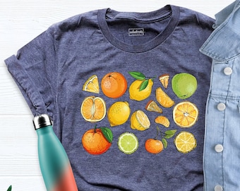 Summer Fruit Shirt, Cottagecore Shirt, Slice of Fruit Shirt, Summer Fruit Style Shirt, Cute Fruit Shirt, Lemons Shirt, Botanical Shirt