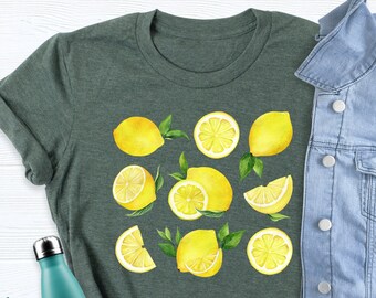 Lemon Print Gardening Shirt, Lemons Shirt, Botanical Shirt, Cottagecore Shirt, Lemons Lover Shirt, Funny Spring Shirt, Cute Fruit Shirt