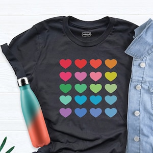 Watercolor Hearts Shirt, Valentines Day Shirt, Colorful Heart Shirt, Cute Valentines Shirts, Pastel Hearts, Love Shirt, Valentines Outfit