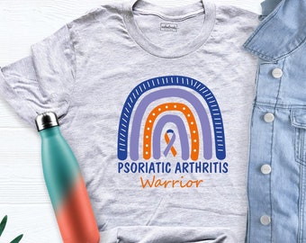 Rainbow Psoriatic Arthritis Warrior Shirt, Lavender and Orange Ribbon Shirt, Chronic Illness Tee, Arthritis Ribbon Shirt, Warrior Shirt