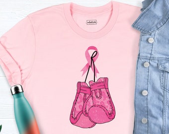 Breast Cancer Boxing Shirt, Awareness Month Shirt, Breast Cancer Fighter Shirt, Pink Ribbon Gloves Tee, Cancer Survivor Shirt, Awareness Tee