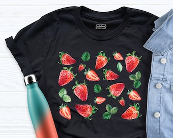 Strawberry Shirt, Strawberry Clothes, Strawberry Garden Shirt, Botanical Shirt, Strawberries T-Shirt, Strawberry Birthday Shirt, Plant Shirt