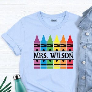 Customized Teacher Shirt, Personalized Teacher Shirt, Teacher Shirt, Crayon Teacher Shirt, Educator Shirt, Custom Teacher Shirt