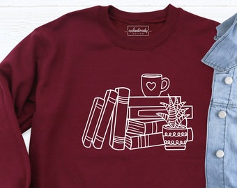 Coffee and Books Sweatshirt, Librarian Hoodies, Book Lovers Sweater, Coffee Shirt, Bookworm Shirt, Reading Sweatshirt, Coffee Lover Sweater