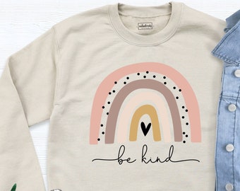 Be-Kind Rainbow Sweatshirt, Kindness Sweatshirt, Teacher Sweatshirt, Motivational Be-Kind Sweatshirt, Valentine Teacher Gift Sweatshirt