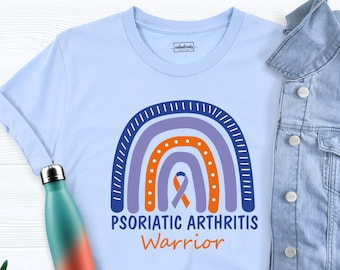 Psoriatic Arthritis Warrior Shirt, Rainbow Lavender and Orange Ribbon Team Tee, Psoriatic Arthritis Awareness Shirt, Support Squad Shirts