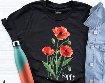 Poppy Shirt, Botanical Shirt, Flower Shirt, Gardening Shirt, Plant Shirt, Poppy Flower Tee, Summer Lover Shirt, Floral Tee, Flower T-shirt