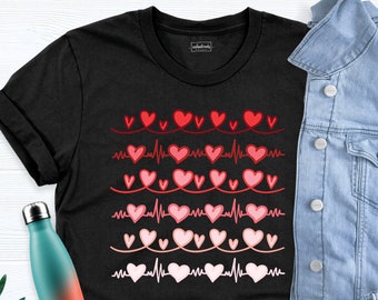 Heartbeat Love Valentine Shirt, Couple Matching Shirt, Cute Valentine Hearts Shirt, Medical Love Shirt, Healthcare Shirt, Nurse Heart Shirt