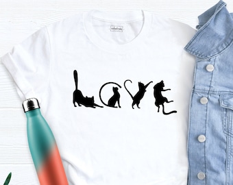 Cat Lover Shirt, Love Design Tee for Cat Lovers, Cute Cat Shirt, Cat Mom T-Shirt, Women's Cat Themed Shirt, Animal Lover Shirt Idea, Cat Tee