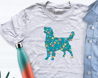Golden Retriever Shirt, Floral Dog Shirt, Cute Dog Graphic Tshirt, Golden Retriever Dog Shirts, Golden Retriever Flower Shirt, Dog Mom Shirt