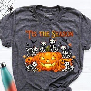 Camiseta de Halloween, camiseta de calabaza, camiseta de Jack O' Lantern, camiseta de calabaza de Halloween, camiseta de temporada espeluznante, camiseta gráfica de esqueleto de Halloween, camiseta de temporada de otoño