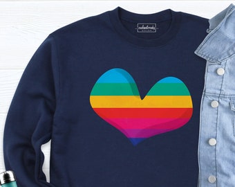 Rainbow Heart Sweatshirt, Pride Heart Sweatshirt, Pride Sweat, Equality Sweatshirt, Pride Heart Hoodie, LGBT Sweatshirt, Rainbow Sweater