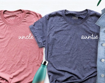 Auntie Shirt, Uncle Shirt, Aunt Shirt, Father Day Shirt, Promoted to Uncle-Aunt Gift Shirt, New Uncle Gift, New Auntie Gift, Mothers Day Tee