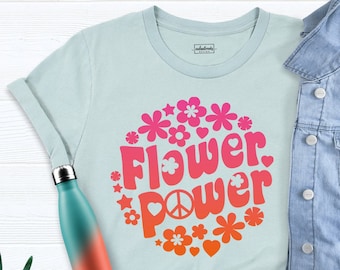Flower Shirt, Hippie Shirt, Boho Tee, Floral Retro Vintage Tshirt, Hippie Tee, Flower T-shirt, Wild Flower Shirt, Ladies Shirt, Floral Shirt