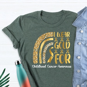 I Wear Gold For Childhood Cancer Awareness Shirt, I Wear Gold Shirt, Gold Ribbon Shirt, Pediatric Nurse Shirt, Cancer Support Shirt