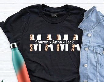 Custom Mama Shirt, Mom Shirt With Names, Personalized Mama T-shirt, Mom Life Shirt, Custom Name, Mom And Kids Shirt, Mothers Day Shirt