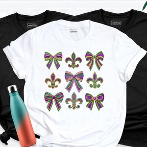 Coquette Bow New Orleans Shirt Louisiana Tee, Purple Green Women Colorful Festival Tee, Carnival Parade Tshirt, Nola New Orleans Bow Tshirt