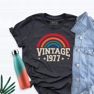 Rainbow 1977 Vintage Shirt, Vintage Shirt, Birthday Shirt, Vintage Birthday Tee, Birthday Shirt, 1977 Vintage Tee, Gift For Women Tee