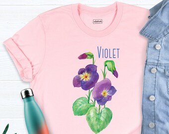 Violet Shirt, February Shirt, Gardening Shirt, Botanical Shirt, Plant Lover Shirt, Violet Flower Lover Shirt, Summer Lover Shirt, Plant Tee
