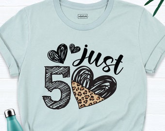 Fifty Heart Leopard Print Birthday Party Shirt, 50th Birthday Woman shirt, 50 Years Old Shirt, Heart 50th Birthday Crew Tee, Birthday Shirt