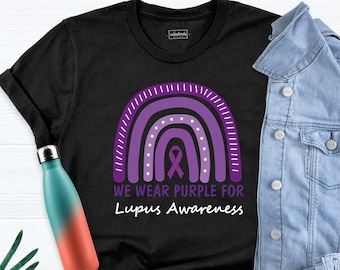 We Wear Purple Lupus Awareness Shirt, Lupus Support Tshirt, Rainbow Lupus Month Shirt, Lupus Warrior Shirt, Purple Ribbon Motivational Shirt