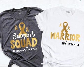 Childhood Cancer Shirt Support Squad Tee, Gold Ribbon Awareness Tshirt, Kids Cancer Shirts, Family Childhood Cancer Outfit, In September Tee