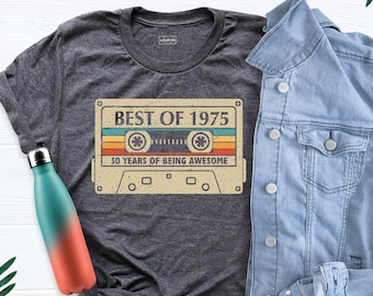 Vintage Cassette Best of 1975 Birthday Tshirt, Vintage 1975 Shirt, 50th Birthday Shirt, Fifty Birthday Friend Shirt, Retro 1975 Shirt