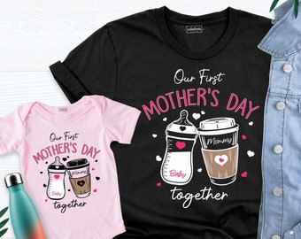 Our First Mothers Day Together Matching Shirt, Mommy and Baby Outfit, Custom Mother&#39;s Day Shirt, Matching Family Shirt, Mama and Me Shirt