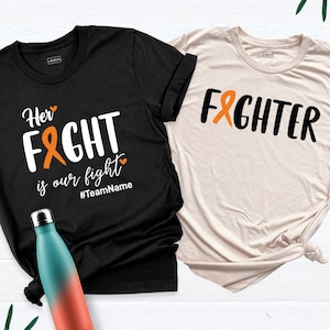 Multiple Sclerosis Fighter Shirt Custom MS Her Fight is Our Fight Tee, MS Support Family Shirt, Orange Ribbon Awareness Tshirt MS Team Shirt