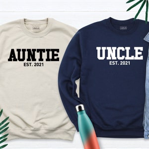 Custom Auntie Uncle  Sweatshirt, Christmas Gift Shirt, Pregnancy Announcement, Aunt Gift Shirt, Uncle Gift Shirt, Family Matching Sweatshirt