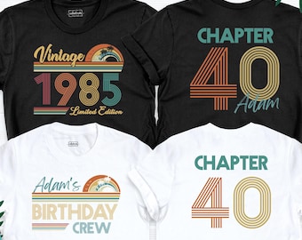 Birthday Vintage 1985 Shirt Matching Birthday Crew Tee Tshirts, Custom Birthday Family 40th Birthday Party Shirt, Retro Bthday Group Outfits