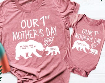 First Mothers day Mama Mini Shirt Our 1st Mothers Day tees Mommy and Me Outfit, Matching Mom Baby shirt Mother Daughter Tee Mother Son Shirt