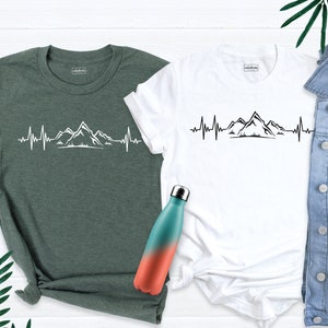 Hiking Shirt, Mountains Heartbeat Shirt, Hiking Mom T-Shirt, Nature T-Shirt, Heartbeat T-Shirt, Camping Shirt, Mountain Outfit, Travel Tee