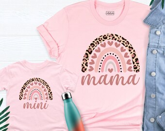 Rainbow Mama Shirt, Matching Mom and Baby Outfit, Rainbow Mini Tshirt, Mommy and Me Shirts, Mother's Day Shirt, Heart Mama Mini Custom Shirt