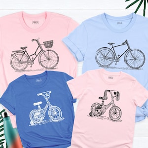 Family Matching Bike Tshirt Tee Bicycle Girl Boy Dad Mom Cycling Shirt, Father Son Shirt, Mother  Daughter Outfit, Cycling Fathers Day Shirt
