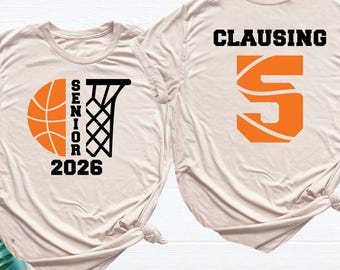 Custom Basketball Senior 2026 Shirt Personalized Basketball Mom Tee, Senior Night Tshirt, Game Day Basketball Team Player Name Number Shirt