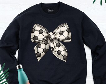 Coquette Soccer Bow Sweatshirt Game Day Mom Soccer Women Long Sleeve Tee, Senior Night Soccer Mama Tee Sport Lover Sister Girlfriend Hoodie