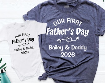 Our First Father's Day Shirt Daddy and Me Shirts, Matching Dad and Son Tshirt, Dada Baby Outfit, 1st Fathers Day Shirt Father Baby Boy Shirt