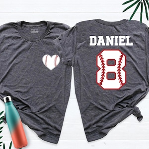 Baseball Heart Shirts Custom Team Number And Name Tee, Personalized Game Baseball Day Tshirt, Baseball Dad Mom Shirt, Baseball Player Outfit