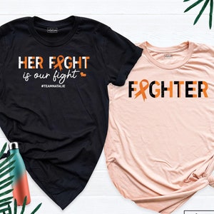 Custom MS Fighter Awareness Team Shirt, Her Fight is Our Fight Tee, Multiple Sclerosis Group Tshirt, Support Squad MS Orange Ribbon Outfit