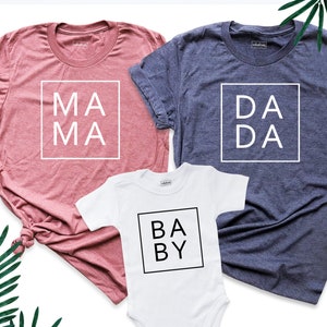 Dada Mama Mini Baby Shirt Family Matching Tee Outfits, Dad Mom and Baby ...