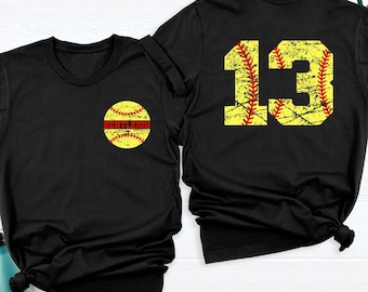 Custom Softball Shirt Name and Number Tee, Personalized Softball Mom Tshirt, Softball Season Game Day Tee, Senior Night Softball Team Shirts