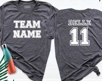 Custom Sports Shirt, Front Back Name and Number Shirt, Sport Tees, Your Team Shirts, Personalized Sports Shirt, Customized Text Number Tees