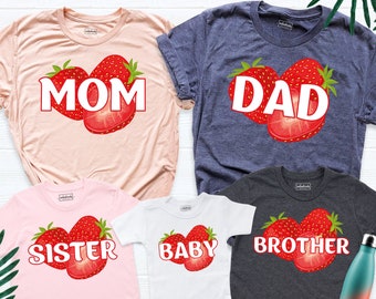 Mom and Dad Berry First Birthday Shirt, Matching Strawberry Shirt, Daddy Mommy Sister Brother Tee, Strawberry Sweet 1st Birthday Party Shirt