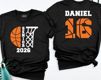 Senior Basketball 2026 Shirt Custom Name Number Player Tee, Personalized Basketball Tshirt, Senior Night Shirt Game Day Team Spirit Gift Tee